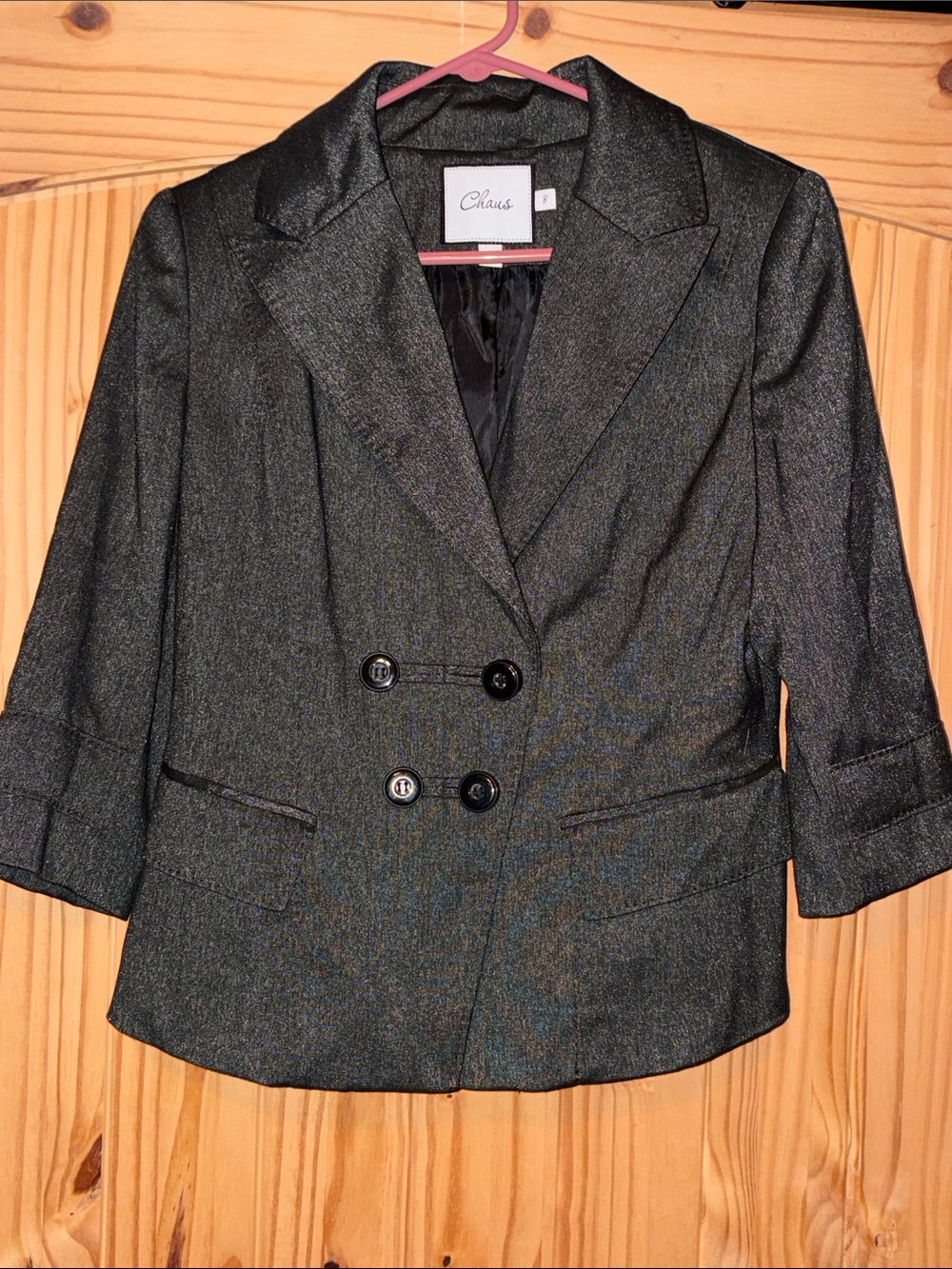 Chaus Women's Metallic Gray Double-Breasted Blazer